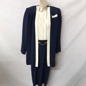 Vintage Leslie Fay Power Dress 2 Pieces Size 6 Petite